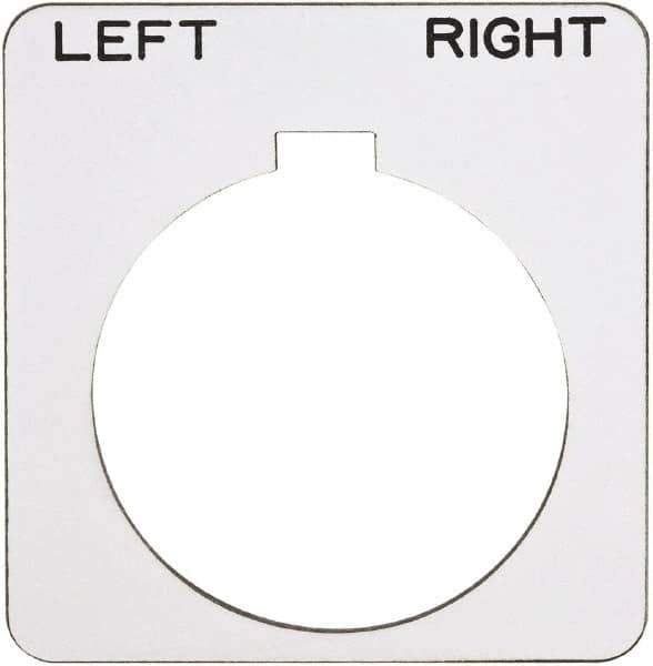 Schneider Electric - Square, Plastic Legend Plate - Left-Right - White Background, Black Letters, 1.22 Inch Hole Diameter, 1-3/4 Inch Square - Apex Tool & Supply