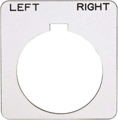 Schneider Electric - Square, Plastic Legend Plate - Left-Right - White Background, Black Letters, 1.22 Inch Hole Diameter, 1-3/4 Inch Square - Apex Tool & Supply