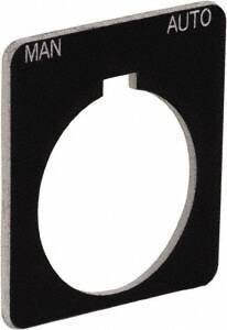 Schneider Electric - Square, Plastic Legend Plate - Manual-Auto - Black Background, White Letters, 1.22 Inch Hole Diameter, 1-3/4 Inch Square - Apex Tool & Supply