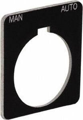 Schneider Electric - Square, Plastic Legend Plate - Manual-Auto - Black Background, White Letters, 1.22 Inch Hole Diameter, 1-3/4 Inch Square - Apex Tool & Supply