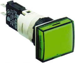 Schneider Electric - 12-24 VAC/VDC Green Lens LED Pilot Light - Rectangle Lens, Quick Connect Connector, 24mm Wide, Vibration Resistant - Apex Tool & Supply