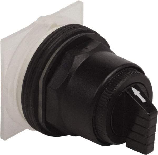 Schneider Electric - 1.18 Inch Mount Hole, 3 Position, Knob and Pushbutton Operated, Selector Switch Only - Black, Momentary (MO), without Contact Blocks, Anticorrosive, Weatherproof, Dust and Oil Resistant - Apex Tool & Supply