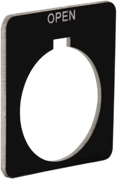 Schneider Electric - Square, Plastic Legend Plate - Open - Black Background, White Letters, 1.2 Inch Hole Diameter, 1-3/4 Inch Square - Apex Tool & Supply