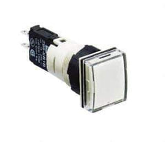 Schneider Electric - 12-24 VAC/VDC White Lens LED Pilot Light - Square Lens, Quick Connect Connector, 18mm Wide, Vibration Resistant - Apex Tool & Supply