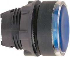 Schneider Electric - 22mm Mount Hole, Flush, Pushbutton Switch Only - Round, Blue Pushbutton, Illuminated, Maintained (MA) - Apex Tool & Supply