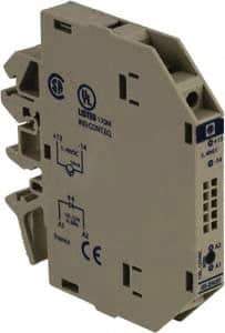 Schneider Electric - 17 Milliamp, NC Configuration, Interface Relay Module - DIN Rail Mount, 23 to 131°F, 120 to 127 Volt - Apex Tool & Supply