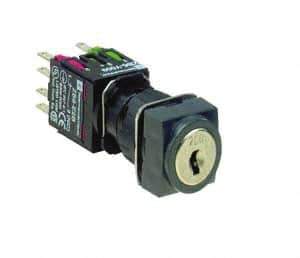 Schneider Electric - 16mm Mount Hole, Key Operated, Selector Switch - Black, Maintained (MA), NO/NC, Vibration Resistant - Apex Tool & Supply
