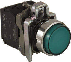 Schneider Electric - 0.87 Inch Mount Hole, Extended Straight, Pushbutton Switch - Round, Green Pushbutton, Illuminated, Momentary (MO), Anticorrosive, Dust Resistant and Vaportight - Apex Tool & Supply