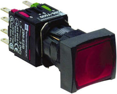 Schneider Electric - 16mm Mount Hole, Flush, Pushbutton Switch with Contact Block - Rectangle, Red Pushbutton, Illuminated, Momentary (MO) - Apex Tool & Supply