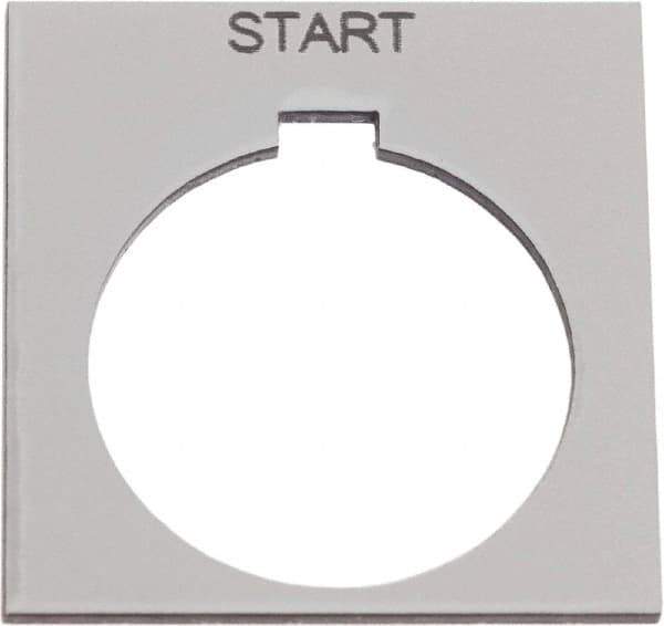 Schneider Electric - Square, Plastic Legend Plate - Start - Silver Background, Black Letters, 1.2 Inch Hole Diameter, 1-3/4 Inch Square - Apex Tool & Supply