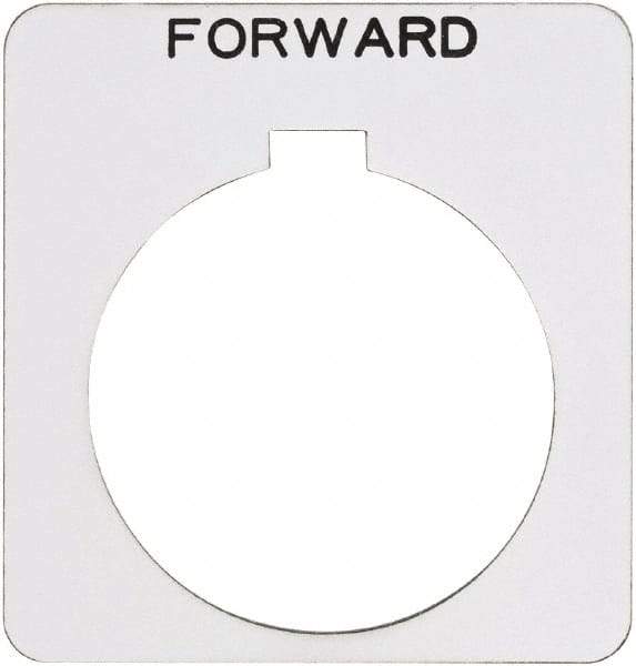 Schneider Electric - Square, Plastic Legend Plate - Forward - White Background, Black Letters, 1.22 Inch Hole Diameter, 1-3/4 Inch Square - Apex Tool & Supply