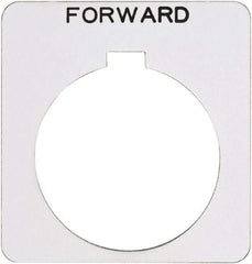 Schneider Electric - Square, Plastic Legend Plate - Forward - White Background, Black Letters, 1.22 Inch Hole Diameter, 1-3/4 Inch Square - Apex Tool & Supply