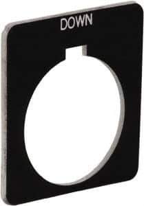 Schneider Electric - Square, Plastic Legend Plate - Down - Black Background, White Letters, 1.22 Inch Hole Diameter, 1-3/4 Inch Square - Apex Tool & Supply