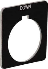 Schneider Electric - Square, Plastic Legend Plate - Down - Black Background, White Letters, 1.22 Inch Hole Diameter, 1-3/4 Inch Square - Apex Tool & Supply