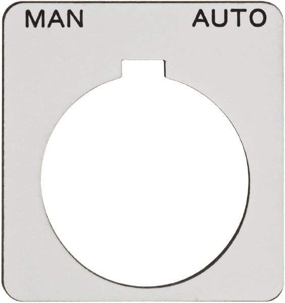 Schneider Electric - Square, Plastic Legend Plate - Manual-Auto - White Background, Black Letters, 1.22 Inch Hole Diameter, 1-3/4 Inch Square - Apex Tool & Supply