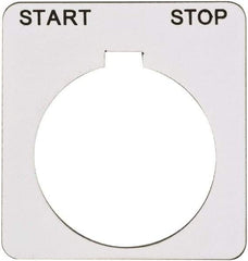 Schneider Electric - Square, Plastic Legend Plate - Start-Stop - White Background, Black Letters, 1.22 Inch Hole Diameter, 1-3/4 Inch Square - Apex Tool & Supply
