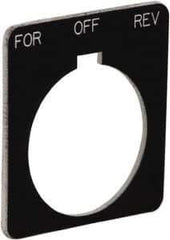 Schneider Electric - Square, Plastic Legend Plate - Forward-Off-Reverse - Black Background, White Letters, 1.22 Inch Hole Diameter, 1-3/4 Inch Square - Apex Tool & Supply