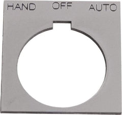 Schneider Electric - Square, Plastic Legend Plate - Hand-Off-Auto - Silver Background, Black Letters, 1.2 Inch Hole Diameter, 1-3/4 Inch Square - Apex Tool & Supply