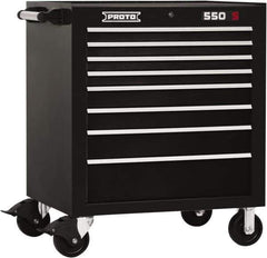 Proto - 8 Drawer Steel Tool Roller Cabinet - 34" Wide x 41" High x 25-1/4" Deep, Ball Bearing Drawer Slides, Black - Apex Tool & Supply