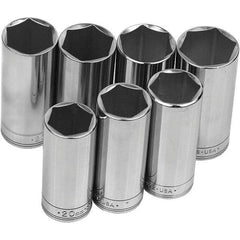 SK - 3/8" Drive Deep Socket Set - 7 to 19mm, Metric Measurement Standard - Apex Tool & Supply