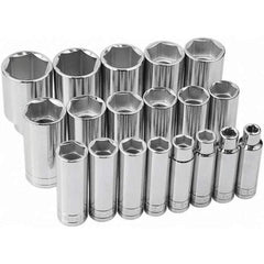 SK - 1/2" Drive Deep Socket Set - 3/8 to 1-1/2", Inch Measurement Standard - Apex Tool & Supply