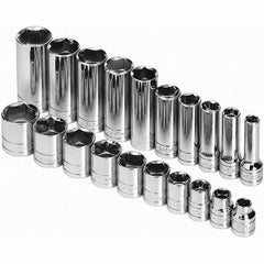 SK - 3/8" Drive Standard Deep Socket Set - 5/16 to 7/8", Inch Measurement Standard - Apex Tool & Supply