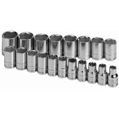SK - 1/2" Drive Standard Socket Set - 10 to 28mm, Metric Measurement Standard - Apex Tool & Supply