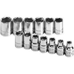 SK - 3/8" Drive Standard Socket Set - 7 to 19mm, Metric Measurement Standard - Apex Tool & Supply