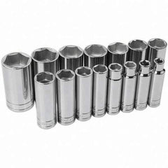 SK - 1/2" Drive Deep Socket Set - 3/8 to 1-1/4", Inch Measurement Standard - Apex Tool & Supply