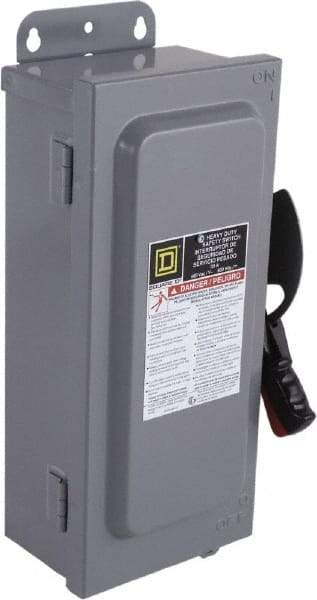 Square D - 100 Amp, 600 VAC/VDC, 3 Pole Nonfused Safety Switch - NEMA 12, 40 hp at 600 VAC, 50 hp at 600 VDC (Single Phase), 100 hp at 600 VAC, 50 hp at 600 VDC (Triple Phase), 3PST Contact Form - Apex Tool & Supply