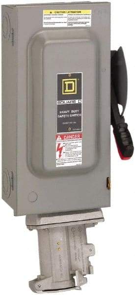 Square D - 60 Amp, 600 VAC, 3 Pole Nonfused Safety Switch - NEMA 1, 30 hp at 600 VAC (Single Phase), 60 hp at 600 VAC (Triple Phase) - Apex Tool & Supply