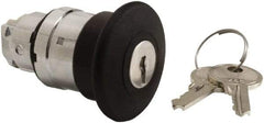 Schneider Electric - 22mm Mount Hole, Extended Mushroom Head, Pushbutton Switch Only - Round, Black Pushbutton, Nonilluminated, Maintained (MA) - Apex Tool & Supply