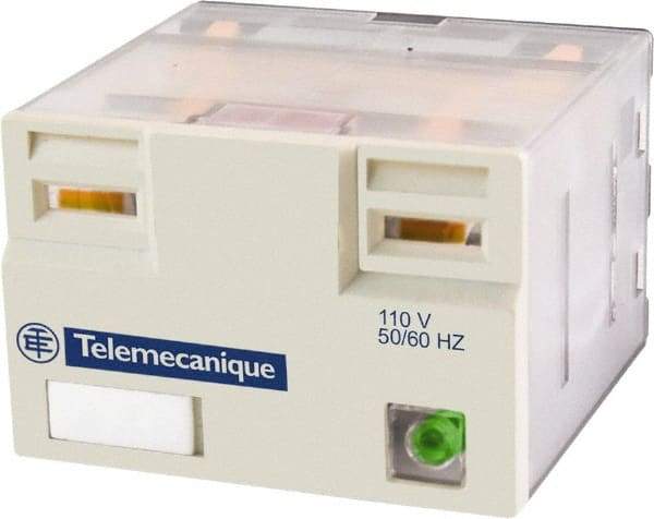 Schneider Electric - 3,750 VA Power Rating, Electromechanical Plug-in General Purpose Relay - 15 Amp at 250 VAC & 28 VDC, 4CO, 120 VAC - Apex Tool & Supply