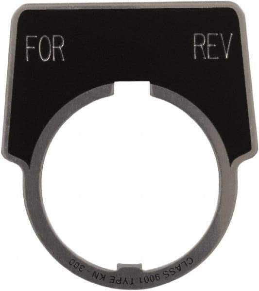 Schneider Electric - Aluminum Legend Plate - Forward-Reverse - Black Background, 30mm Hole Diameter, 1-3/4 Inch Wide - Apex Tool & Supply