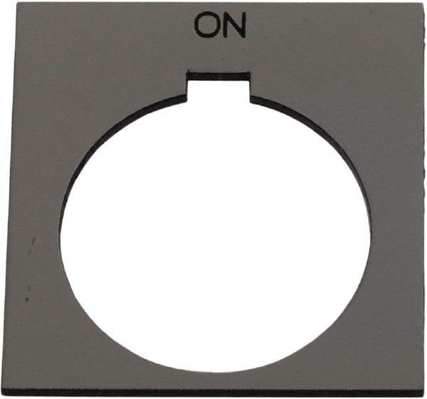 Schneider Electric - Square, Plastic Legend Plate - On - Silver Background, Black Letters, 1.2 Inch Hole Diameter, 1-3/4 Inch Square - Apex Tool & Supply