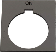 Schneider Electric - Square, Plastic Legend Plate - On - Silver Background, Black Letters, 1.2 Inch Hole Diameter, 1-3/4 Inch Square - Apex Tool & Supply