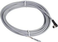 Telemecanique Sensors - 3 Amp, M8 4 Pin Elbowed Female Cordset Sensor and Receptacle - 60 VAC, 75 VDC, 5m Cable Length, IP67 Ingress Rating - Apex Tool & Supply