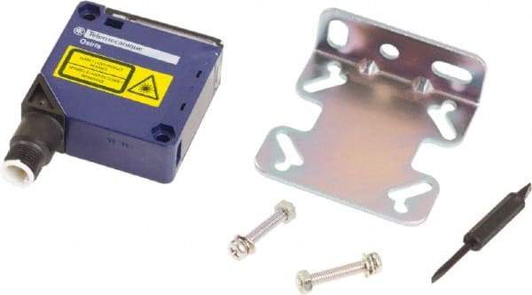 Telemecanique Sensors - M12 Connector, 1m Nominal Distance, Shock and Vibration Resistant, Diffused Photoelectric Sensor - 12 to 24 VDC, 250 Hz, Polycarbonate, 50mm Long x 18mm Wide x 50mm High - Apex Tool & Supply