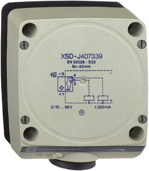 Telemecanique Sensors - PNP, NO/NC, 40mm Detection, Rectangular, Inductive Proximity Sensor - 4 Wires, IP67, 12 to 48 VDC, 80 mm Wide - Apex Tool & Supply
