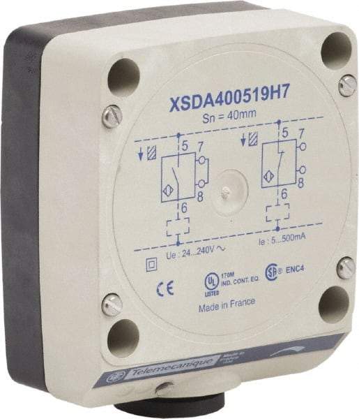Telemecanique Sensors - NPN, PNP, NO/NC, 40mm Detection, Rectangular, Inductive Proximity Sensor - 2 Wires, IP67, 24 to 240 VAC, 80mm Wide - Apex Tool & Supply