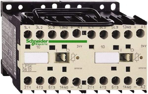 Schneider Electric - 3 Pole, 24 Coil VDC, 6 Amp at 440 VAC, Reversible IEC Contactor - BS 5424, CSA, IEC 60947, NF C 63-110, RoHS Compliant, UL Listed, VDE 0660 - Apex Tool & Supply