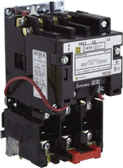Square D - 277 Coil VAC at 60 Hz, 27 Amp, NEMA Size 1, Nonreversible Open Enclosure NEMA Motor Starter - 3 Phase hp: 10 at 460 VAC, 10 at 575 VAC, 7-1/2 at 200 VAC, 7-1/2 at 230 VAC - Apex Tool & Supply