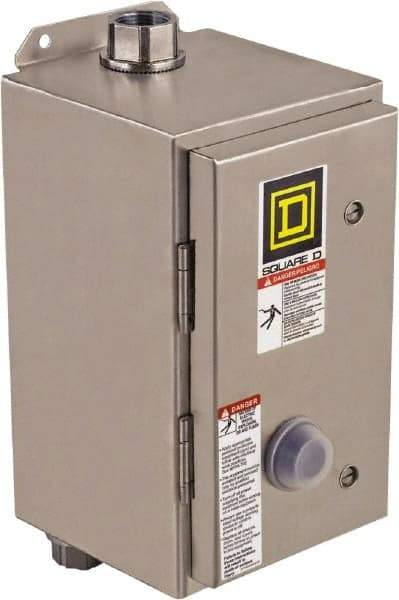 Square D - 208 Coil VAC at 60 Hz, 45 Amp, NEMA Size 2, Nonreversible Enclosed Enclosure NEMA Motor Starter - 3 Phase hp: 10 at 200 VAC, 15 at 230 VAC, 25 at 460 VAC, 25 at 575 VAC, 4x Enclosure Rating - Apex Tool & Supply