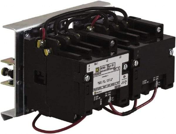 Square D - 4 Pole, 110 Coil VAC at 50 Hz and 120 Coil VAC at 60 Hz, 27 Amp NEMA Contactor - Open Enclosure, 50 Hz at 110 VAC and 60 Hz at 120 VAC - Apex Tool & Supply