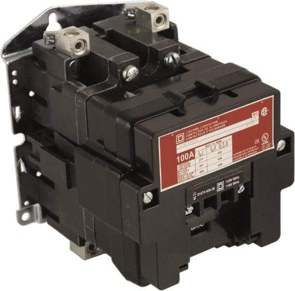 Square D - No Enclosure, 2 Pole, Electrically Held Lighting Contactor - 100 A (Tungsten), 24 VAC at 60 Hz - Apex Tool & Supply