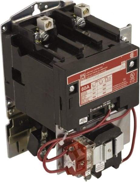 Square D - No Enclosure, 2 Pole, Mechanically Held Lighting Contactor - 60 A (Tungsten), 277 VAC at 60 Hz - Apex Tool & Supply