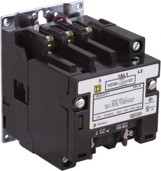 Square D - 2 Pole, 208 Coil VAC at 60 Hz, 9 Amp NEMA Contactor - Open Enclosure, 60 Hz at 208 VAC - Apex Tool & Supply