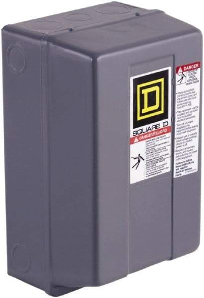 Square D - 3 Pole, 220 Coil VAC at 50 Hz, 240 Coil VAC at 60 Hz, 27 Amp NEMA Contactor - NEMA 1 Enclosure, 50 Hz at 220 VAC and 60 Hz at 240 VAC - Apex Tool & Supply