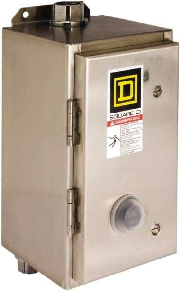Square D - 440 Coil VAC at 50 Hz, 480 Coil VAC at 60 Hz, 45 Amp, NEMA Size 2, Nonreversible Enclosed Enclosure NEMA Motor Starter - 3 Phase hp: 10 at 200 VAC, 15 at 230 VAC, 25 at 460 VAC, 25 at 575 VAC, 4x Enclosure Rating - Apex Tool & Supply