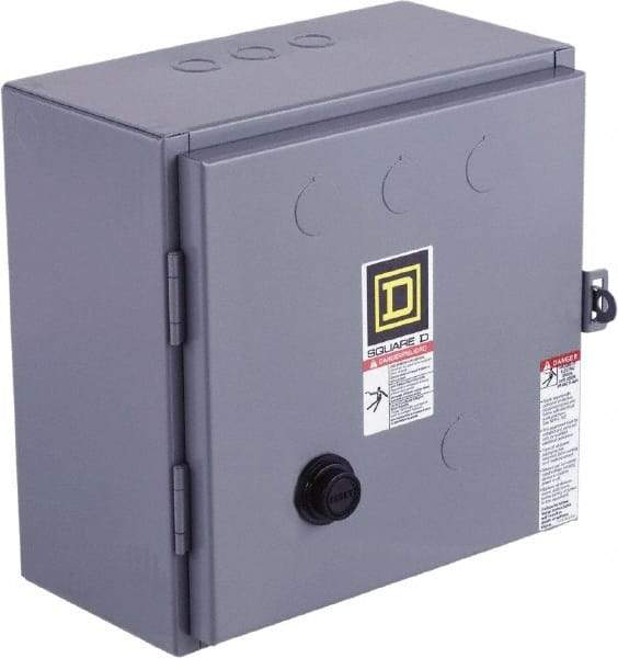 Square D - 110 Coil VAC at 50 Hz, 120 Coil VAC at 60 Hz, 18 Amp, Reversible Enclosed Enclosure NEMA Motor Starter - 3 Phase hp: 3 at 200 VAC, 3 at 230 VAC, 5 at 460 VAC, 5 at 575 VAC, 1 Enclosure Rating - Apex Tool & Supply